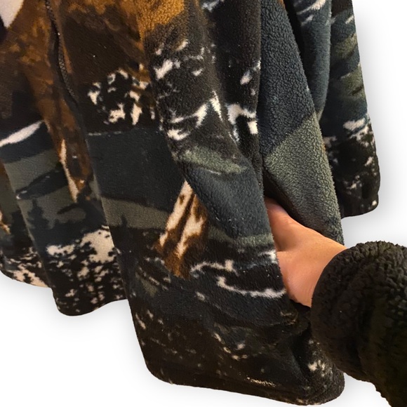 Vintage 90s Horse / Nature Print  Zip Up Fleece Shacket - Picture 9 of 14